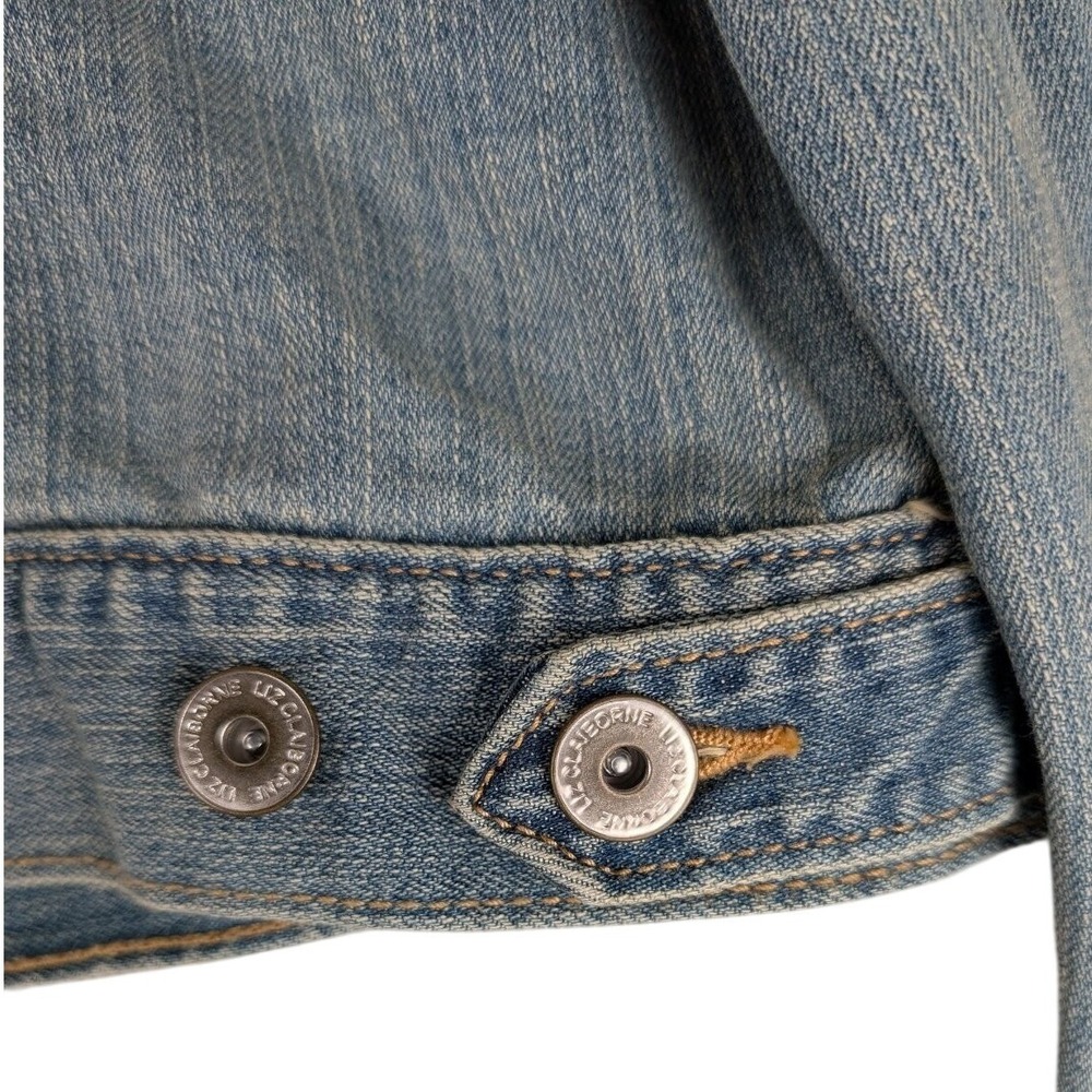 Liz Claiborne Blue Denim Trucker Jacket Womens XL Stretch Cotton Medium Wash - Picture 15 of 16